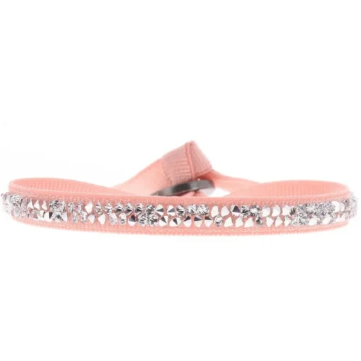Bracelet Les Interchangeables A34984 - Bracelet Tissu Rose Cristaux de haute qualité Femme