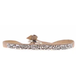Bracelet Les Interchangeables A37057 - Bracelet Tissu Beige Cristaux de haute qualité Femme