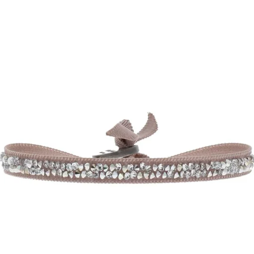 Bracelet Les Interchangeables A24985 - Bracelet Tissu Beige Cristaux de haute qualité Femme