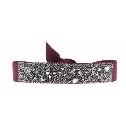 Bracelet Les Interchangeables A36479 - Bracelet Tissu Rouge Cristaux de haute qualité Femme