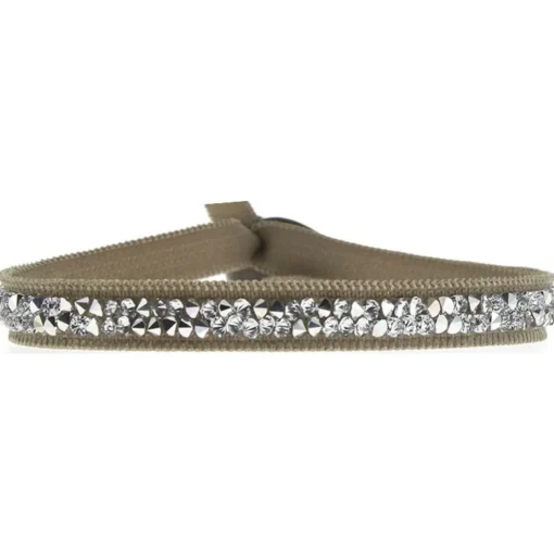 Bracelet Les Interchangeables A24925 - Bracelet Tissu Beige Cristaux de haute qualité Femme
