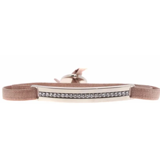 Bracelet Les Interchangeables A34783 - Bracelet Tissu Beige Cristaux de haute qualité Femme