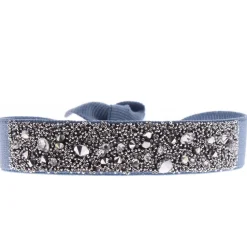 Bracelet Les Interchangeables A36478 - Bracelet Tissu Bleu Cristaux de haute qualité Femme