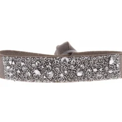 Bracelet Les Interchangeables A36981 - Bracelet Tissu Marron Cristaux de haute qualité Femme