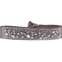 Bracelet Les Interchangeables A36475 - Bracelet Tissu Marron Cristaux de haute qualité Femme