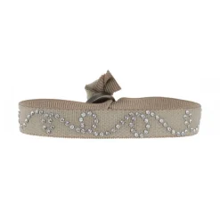 Bracelet Les Interchangeables A24233 - Bracelet Tissu Beige Cristaux de haute qualité Femme