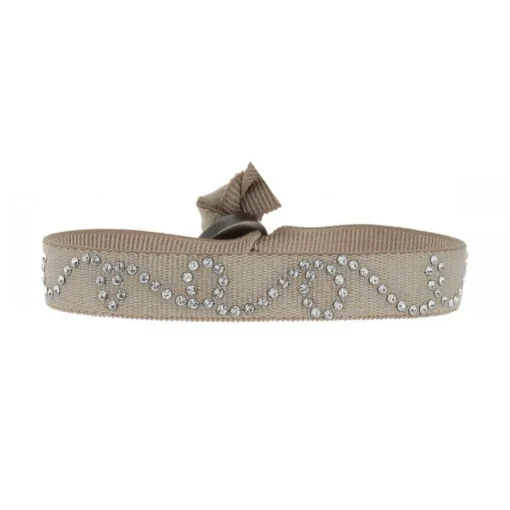 Bracelet Les Interchangeables A24233 - Bracelet Tissu Beige Cristaux de haute qualité Femme
