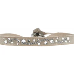 Bracelet Les Interchangeables A28994 - Bracelet Tissu Beige Cristaux de haute qualité Femme