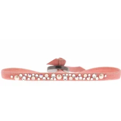 Bracelet Les Interchangeables A36658 - Bracelet Tissu Rose Cristaux de haute qualité Femme