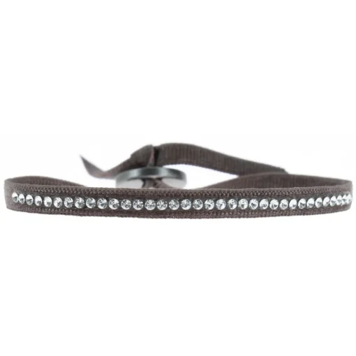 Bracelet Les Interchangeables A30483 - Bracelet Tissu Marron Cristaux de haute qualité Femme