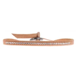 Bracelet Les Interchangeables A39577 - Bracelet Tissu Beige Cristaux de haute qualité Femme