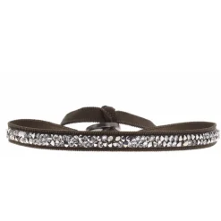Bracelet Les Interchangeables A31667 - Bracelet Tissu Marron Cristaux de haute qualité Femme