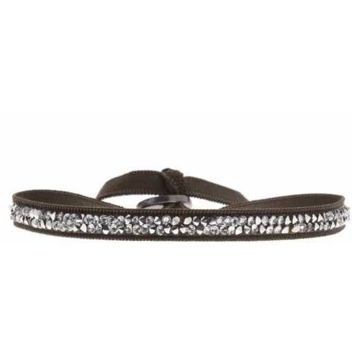 Bracelet Les Interchangeables A31667 - Bracelet Tissu Marron Cristaux de haute qualité Femme