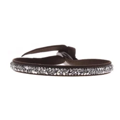 Bracelet Les Interchangeables A31668 - Bracelet Tissu Marron Cristaux de haute qualité Femme