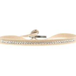 Bracelet Les Interchangeables A17651 - Bracelet Tissu Rose Cristaux de haute qualité Femme