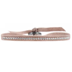 Bracelet Les Interchangeables A32157 - Bracelet Tissu Beige Cristaux de haute qualité Femme