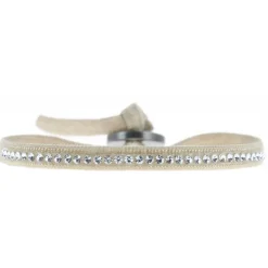 Bracelet Les Interchangeables A31424 - Bracelet Tissu Beige Cristaux de haute qualité Femme