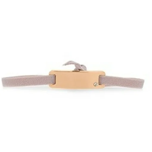 Bracelet Les Interchangeables A55585 - Plaque Ruban Lisse Strasse Beige Rose Or Rose Femme