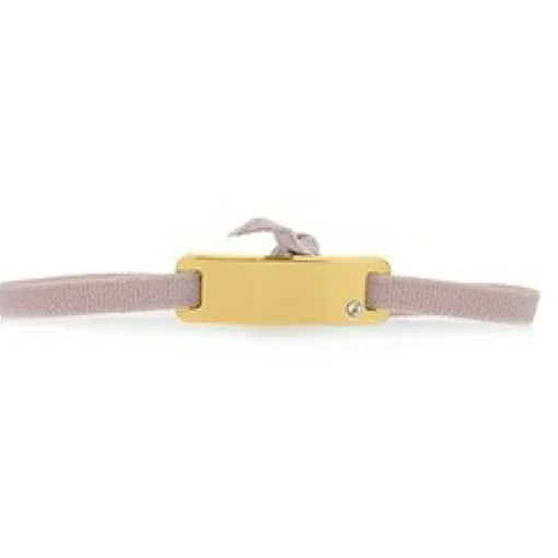 Bracelet Les Interchangeables A55528 - Plaque Ruban Lisse Strasse Beige Rose Or Jaune Femme