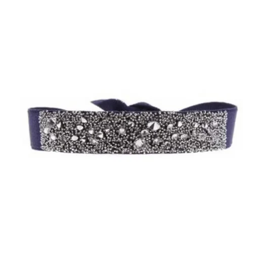 Bracelet Les Interchangeables A36481 - Bracelet Tissu Bleu Cristaux de haute qualité Femme