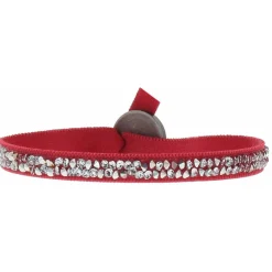 Bracelet Les Interchangeables A24939 - Bracelet Tissu Rouge Cristaux de haute qualité Femme