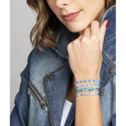 Bracelet Les Interchangeables A37032 - Bracelet Tissu Noir Cristaux de haute qualité Femme