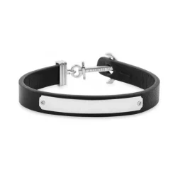 Bracelet PH-FSC-S-B-BL - Bracelet Noir Cuir Mixte
