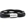 Bracelet Redskins 285125 - Bracelet Cuir Multitour Noir Homme