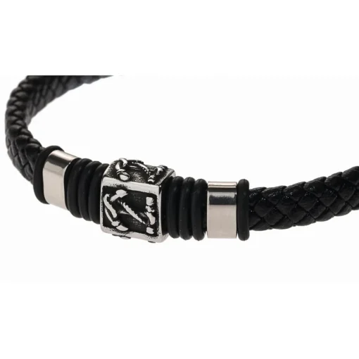 Bracelet Redskins Bijoux 285507 - Homme en Cuir Tressé et Acier