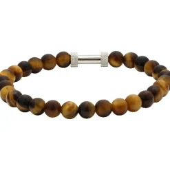 Bracelet Rochet B266003 - ZEN Perles Quartz Oeil de Tigre Acier Moleté Homme