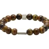 Bracelet Rochet B286003 - ZEN Perles Quartz Oeil de Tigre Acier Moleté Homme