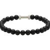 Bracelet Rochet B266001 - ZEN Perles Agate Noires Acier Moleté Homme
