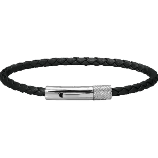 Bracelet Rochet HB1430301 - DRIVER 28mm Acier et Lien Tressé 3,5mm Cuir Noir Homme