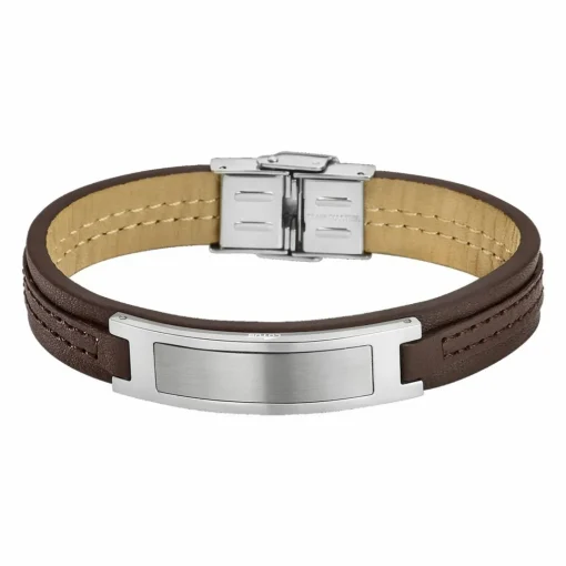 Bracelet Urban Man LS1808-2-1 - Bracelet Cuir Marron Acier Homme