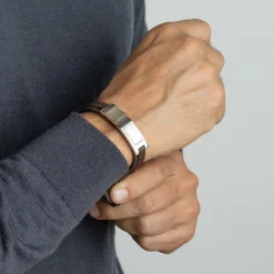 Bracelet Urban Man LS1808-2-1 - Bracelet Cuir Marron Acier Homme