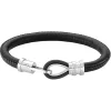 Bracelet Zeades Cabestan Noir - Bracelet Acier Cuir Noir Homme