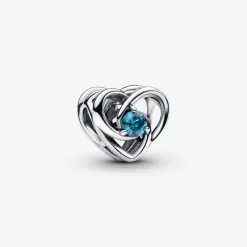 Charm Cœur Entrelacé et Pierres Bleu