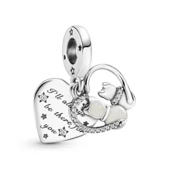 Charm Double Pendant Chats & Cœurs