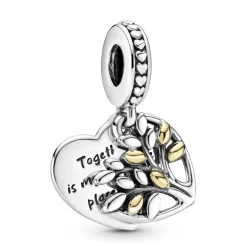 Charm Double Pendant Cœur Arbre de vie Bicolore Pandora People