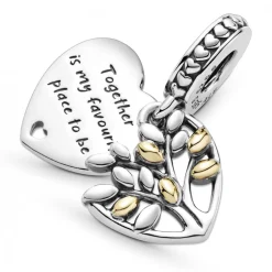 Charm Double Pendant Cœur Arbre de vie Bicolore Pandora People