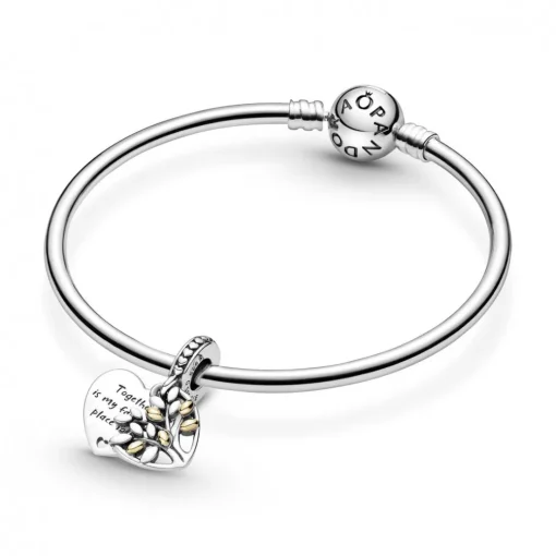 Charm Double Pendant Cœur Arbre de vie Bicolore Pandora People