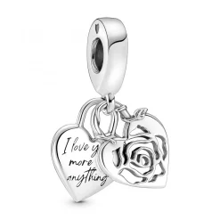 Charm double pendant Pandora Moments Cadenas & cœur