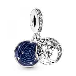 Charm double pendant Pandora Moments Arbre & Lune de la Galaxie