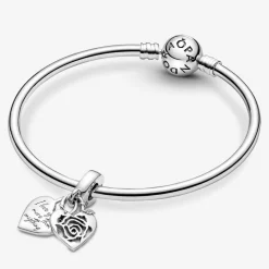 Charm double pendant Pandora Moments Cadenas & cœur