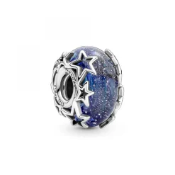 Charm en Verre de Murano Bleu Galaxie & Étoile Pandora Moments