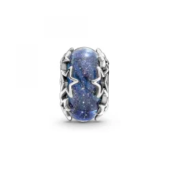 Charm en Verre de Murano Bleu Galaxie & Étoile Pandora Moments