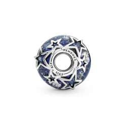 Charm en Verre de Murano Bleu Galaxie & Étoile Pandora Moments