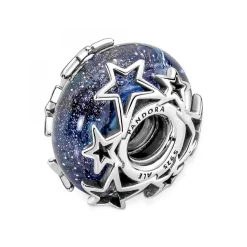 Charm en Verre de Murano Bleu Galaxie & Étoile Pandora Moments
