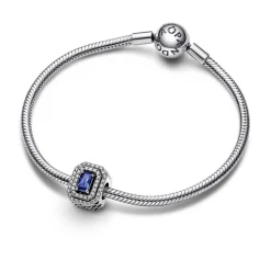 Charm Femme Abyme de Rectangles Scintillants Bleu Pandora Timeless
