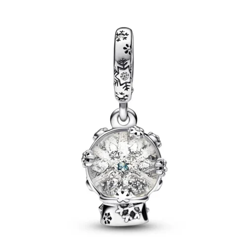 Charm Femme Pendant Boule à Neige et Flocon Pandora Moments